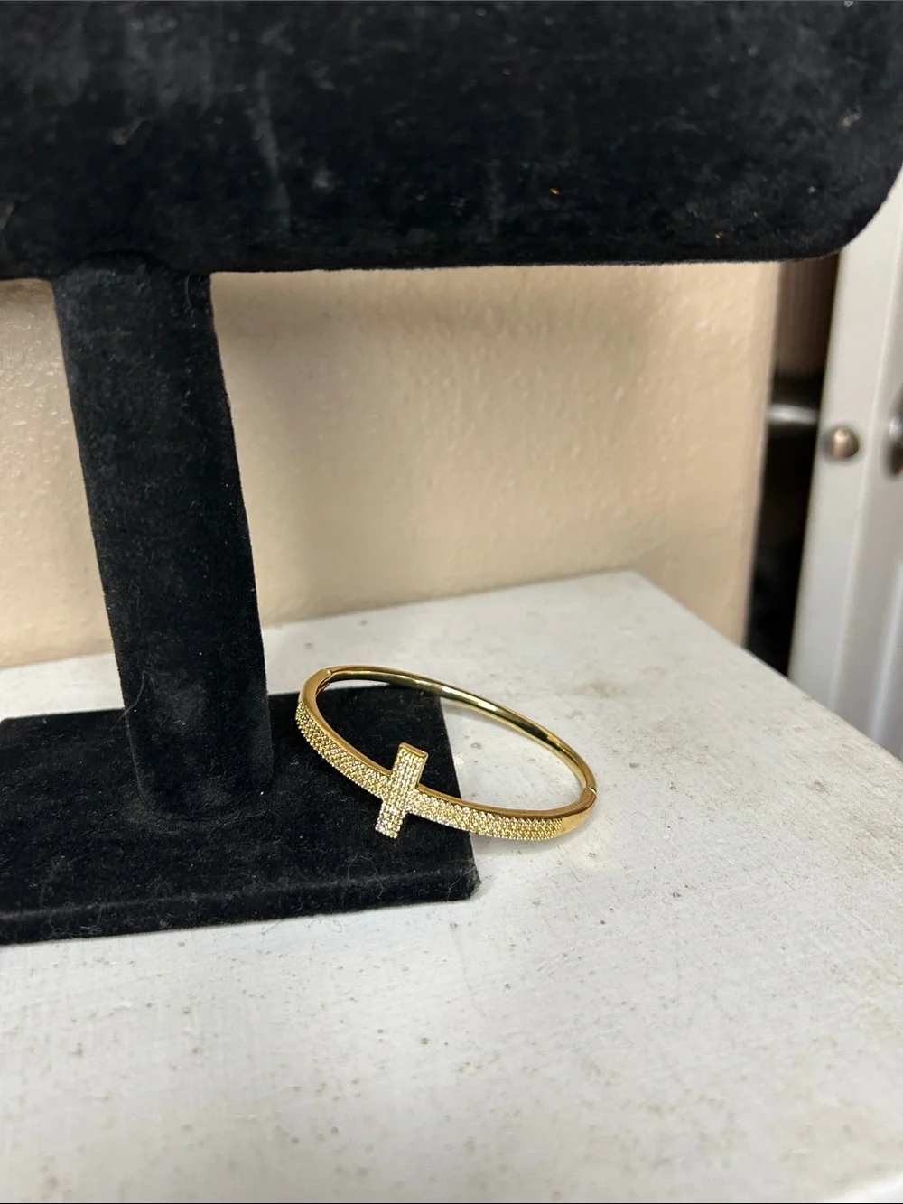 Gold Tone Cross Full-pave Bracelet